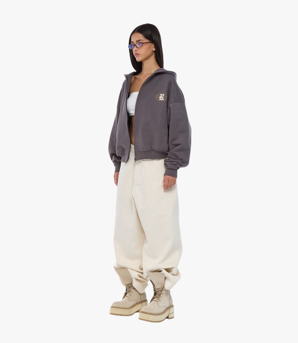 Худи OUT OF REACH ZIP “Gothic R” (Grey Dusk)1